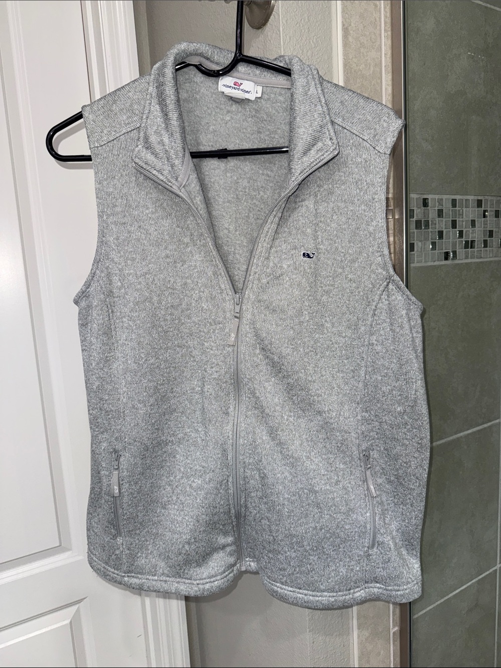 Vineyard Vines Women’s Light Gray Zip-Up Fleece Vest Size XL